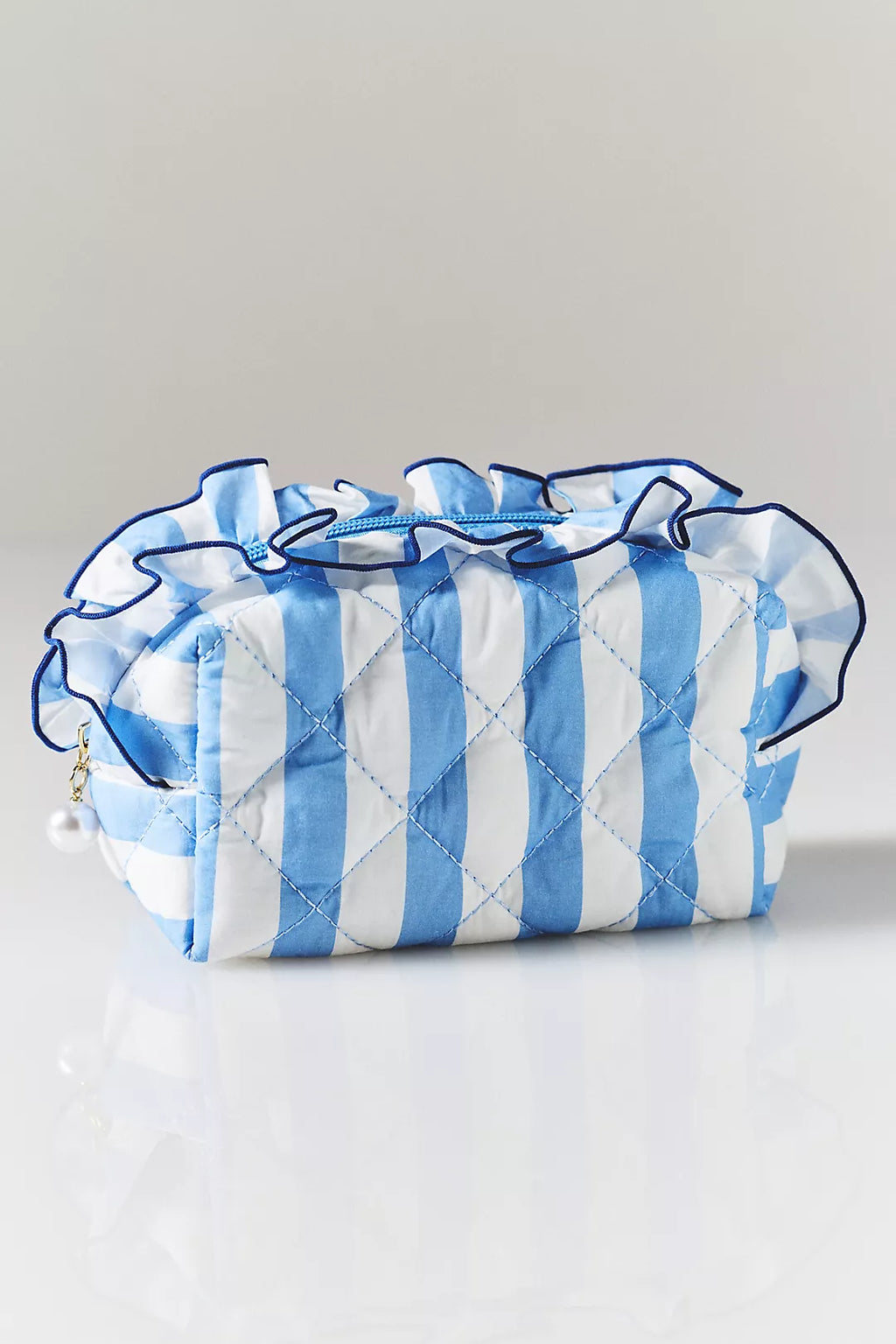 Striped makeup bag