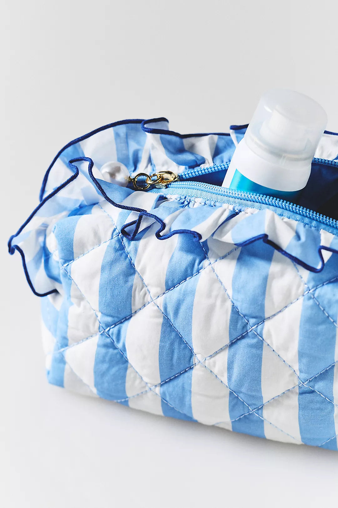 Striped makeup bag