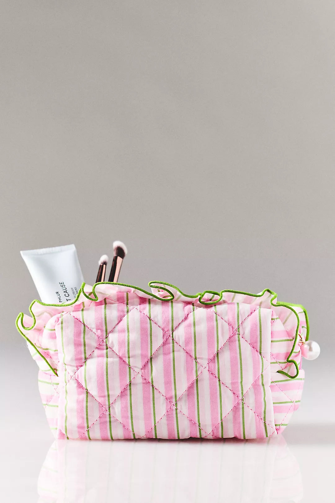 Striped makeup bag