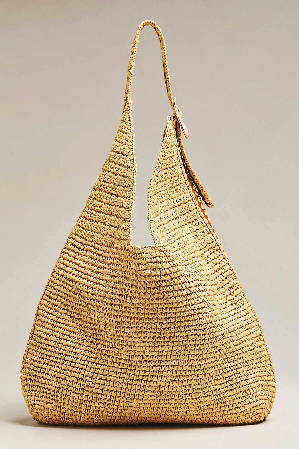 Mini raffia-trimmed soft bag