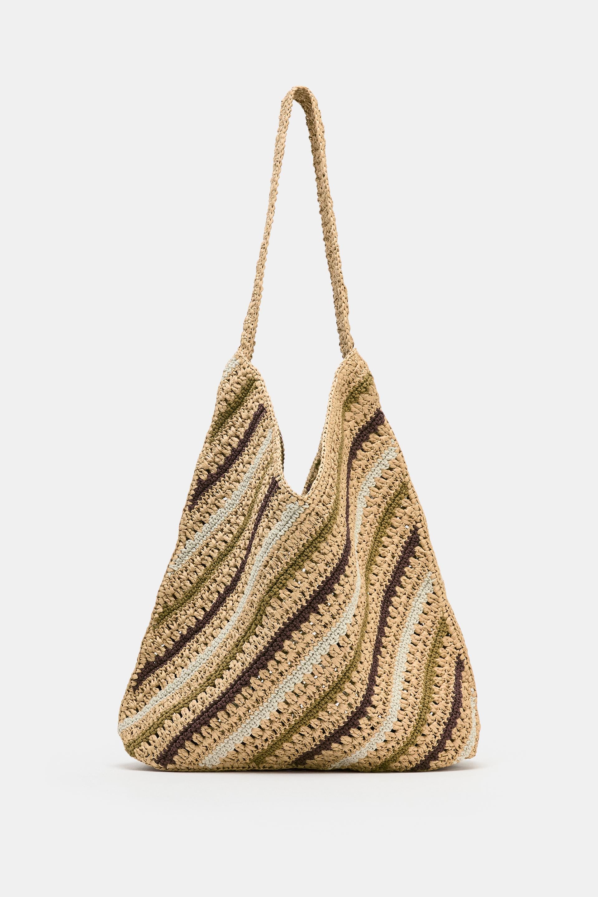 Yarn-dyed raffia crossbody bag