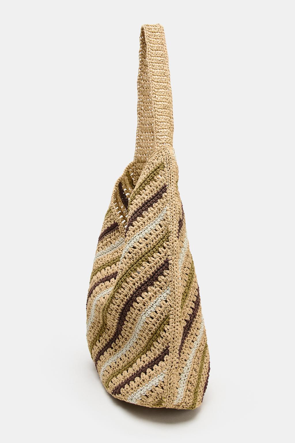 Yarn-dyed raffia crossbody bag