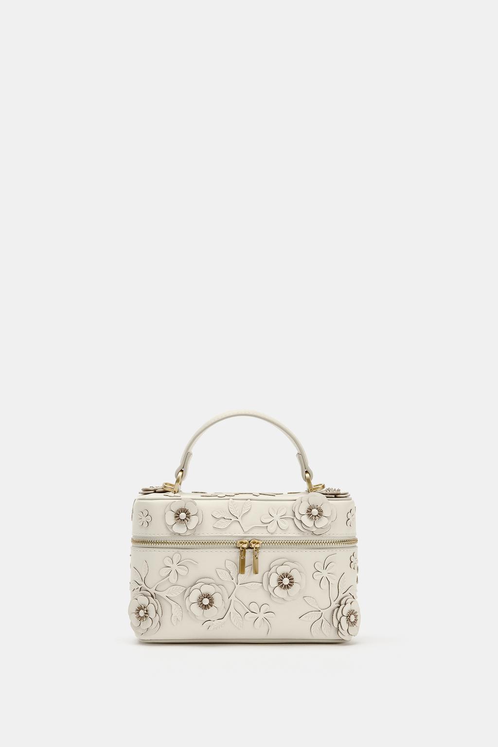 Floral-print cosmetic bag