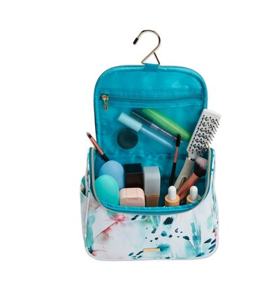 Watercolor Floral Print Hanging Toiletry Bag