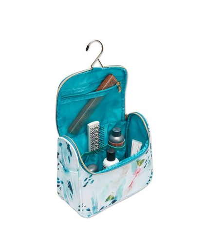 Watercolor Floral Print Hanging Toiletry Bag