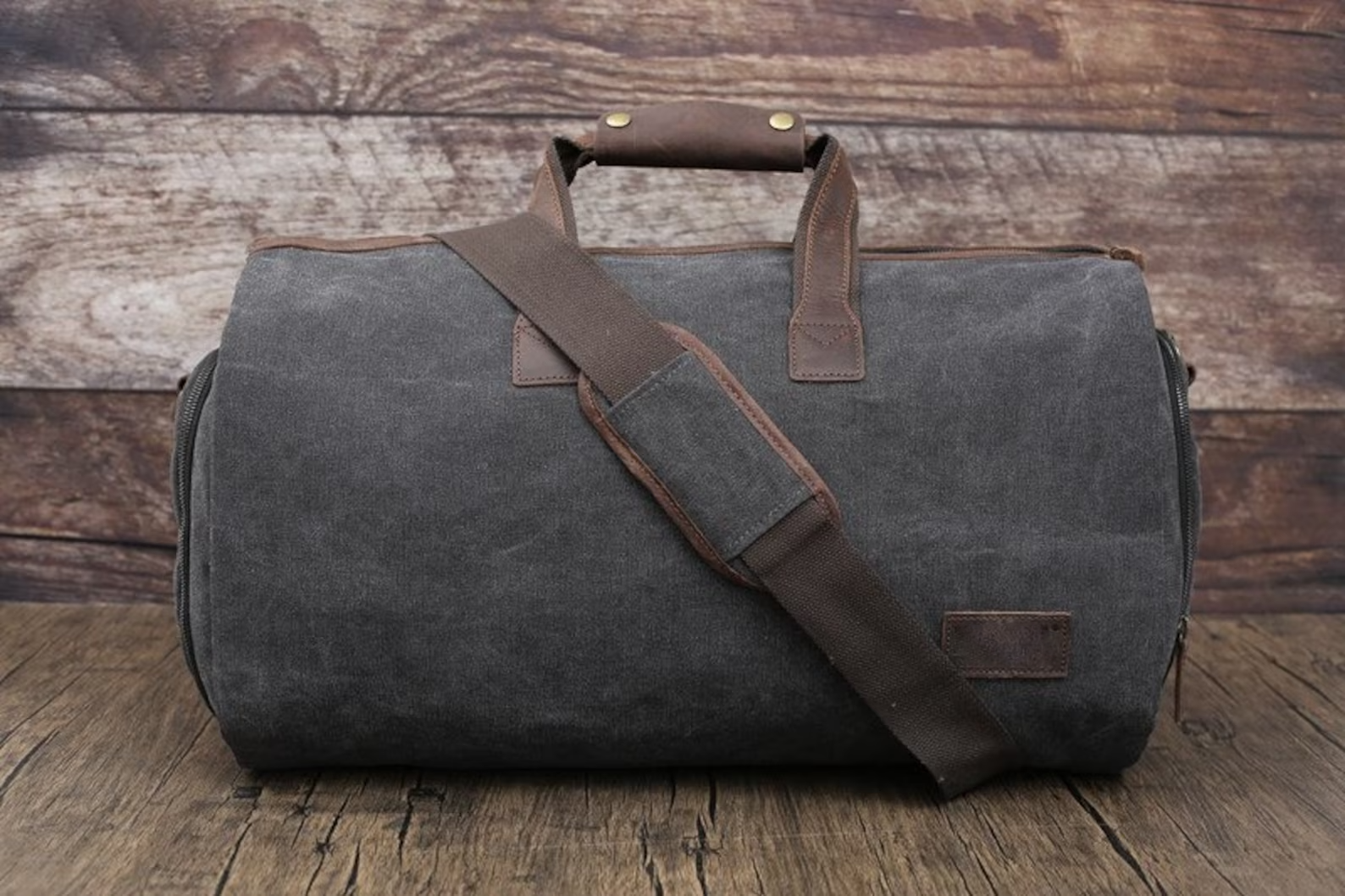 2-in-1 Waxed Canvas Convertible Garment Duffle Bag