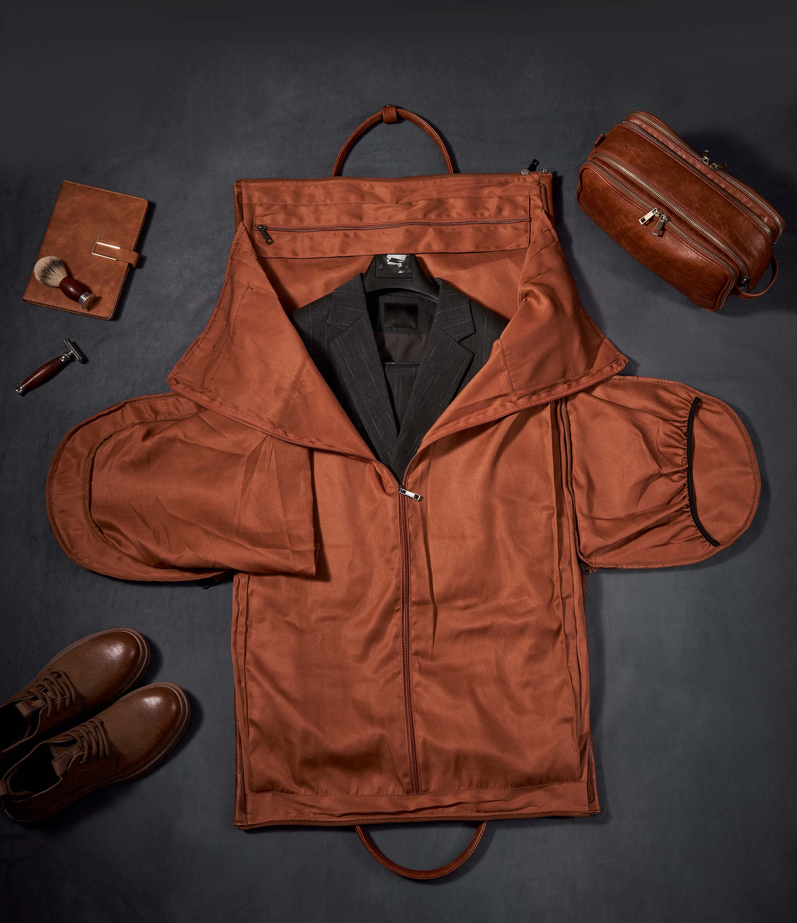 Convertible Leather Suit Garment Duffle Bag