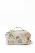 Embossed velvet lay-flat open-style makeup bag