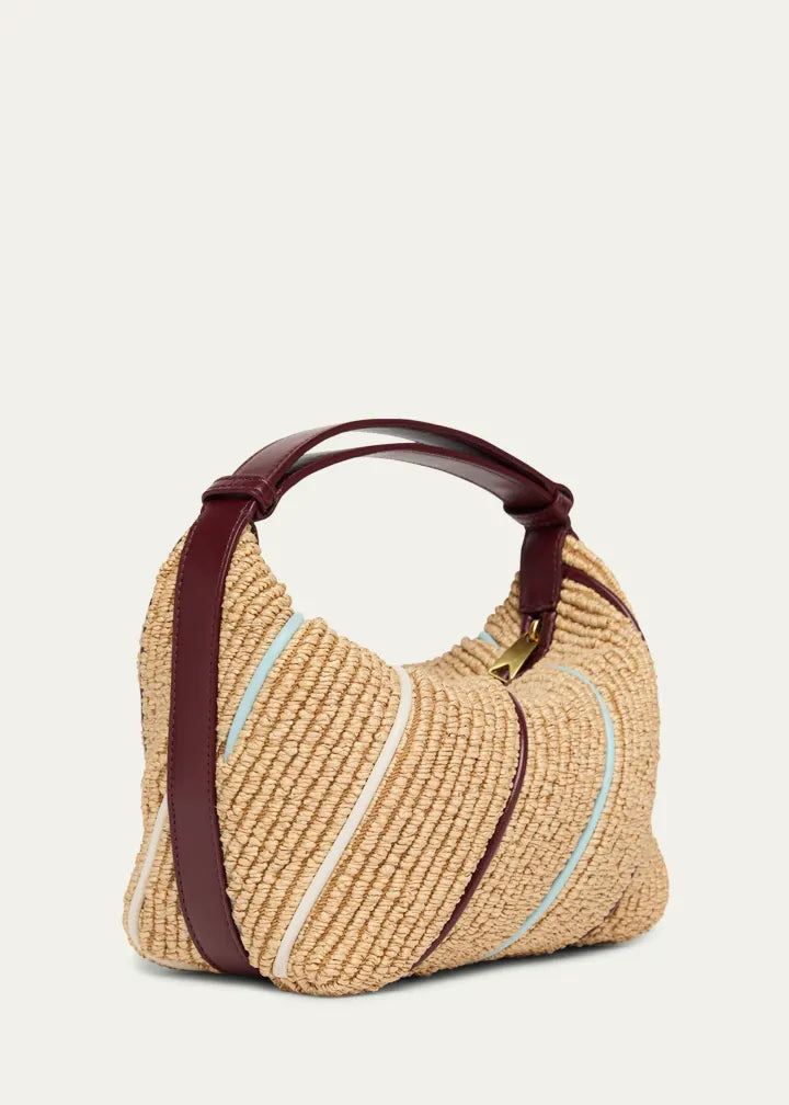Mini striped raffia shoulder bag