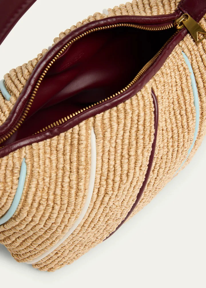 Mini striped raffia shoulder bag