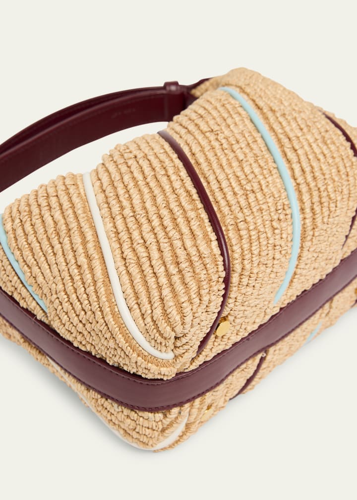 Mini striped raffia shoulder bag