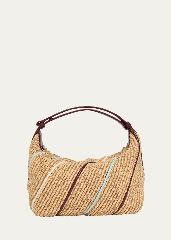 Mini striped raffia shoulder bag