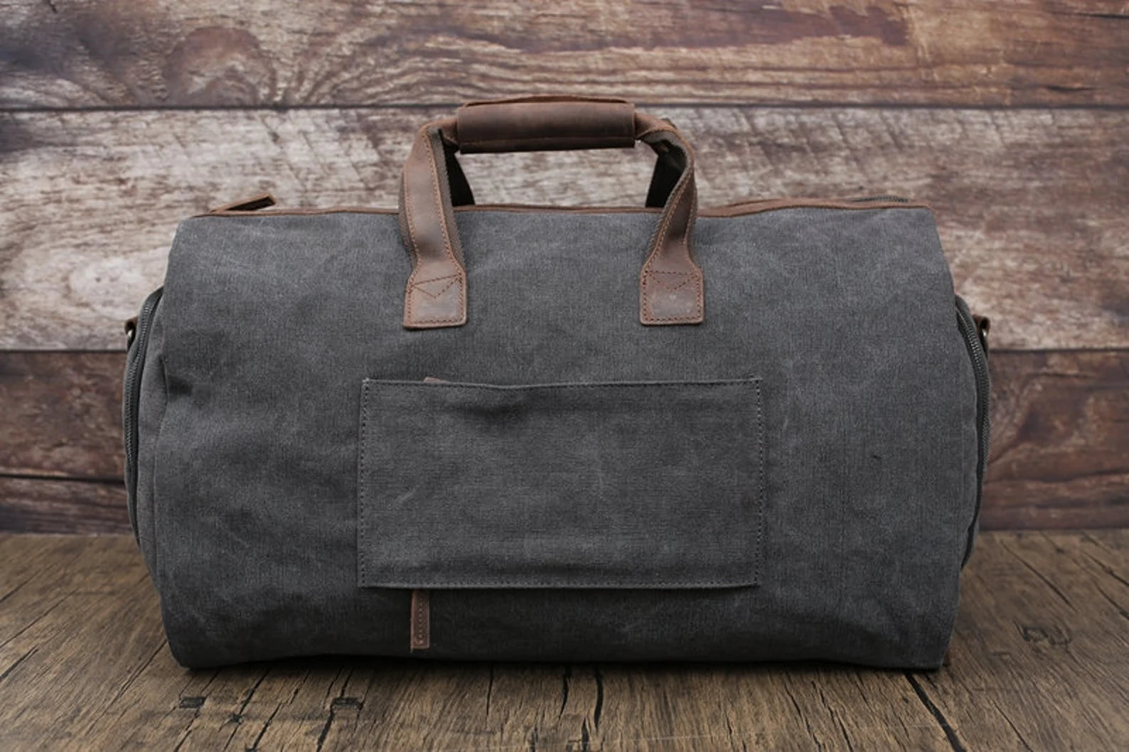 2-in-1 Waxed Canvas Convertible Garment Duffle Bag