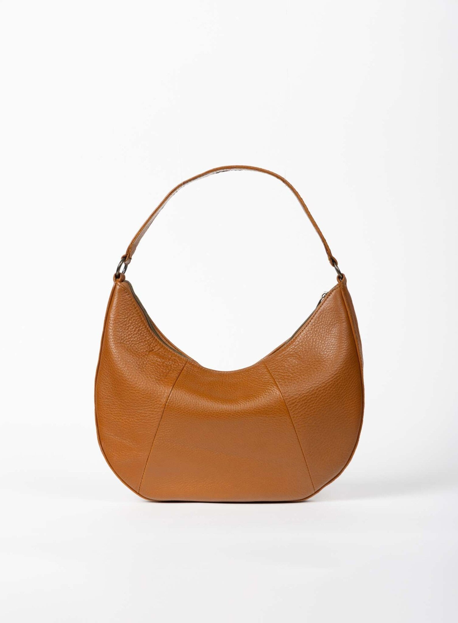 Genuine Leather Pebbled Hobo Shoulder Baguette Bag