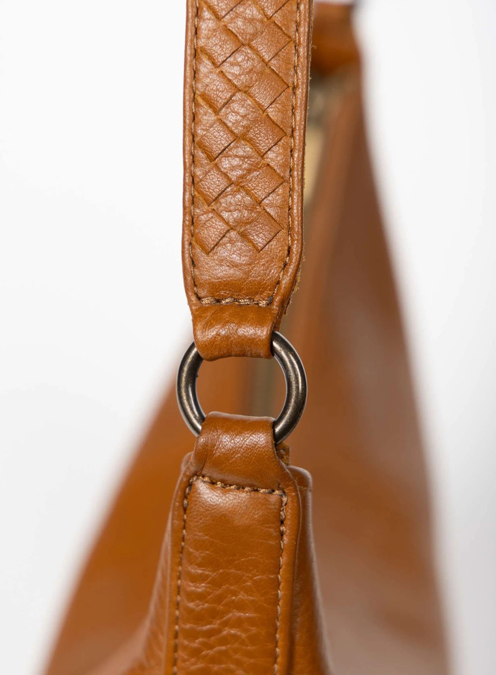 Genuine Leather Pebbled Hobo Shoulder Baguette Bag