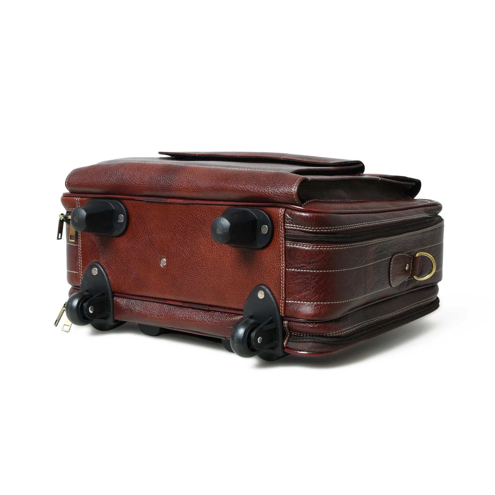 Vintage Leather Rolling Business Carry On Luggage