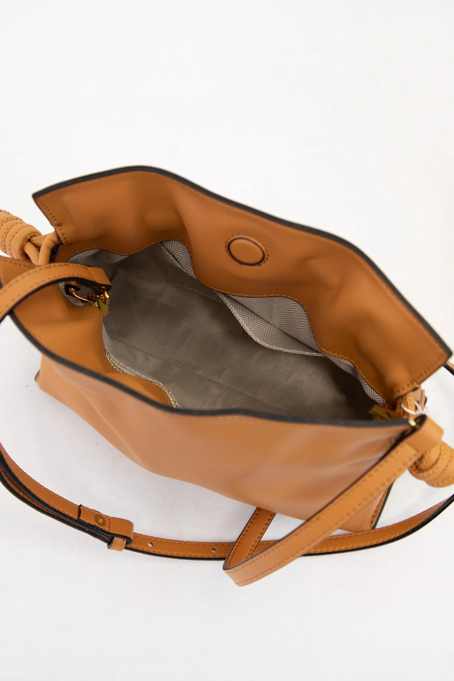Soft Leather Knotted Drawstring Mini Crossbody Bucket Bag