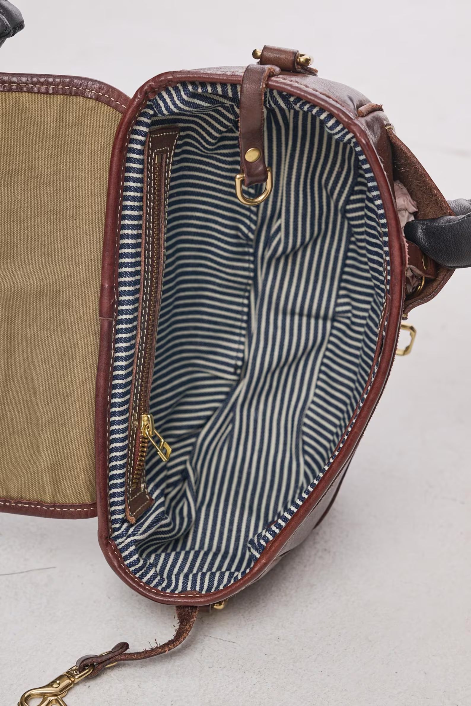 Vintage Dark Brown Full Grain Leather Saddle Crossbody Bag