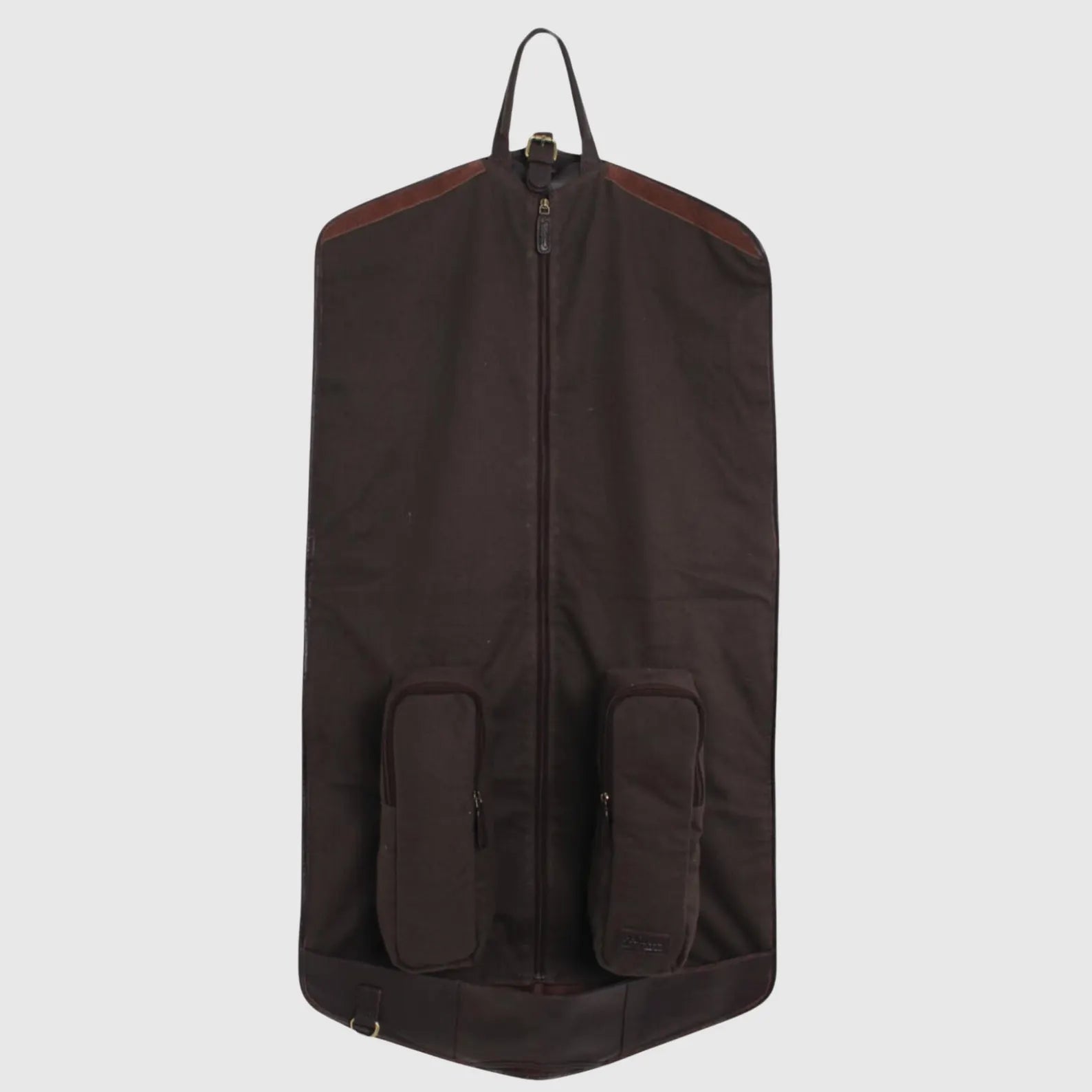 Vintage Waxed Canvas Leather Trim Travel Garment Bag