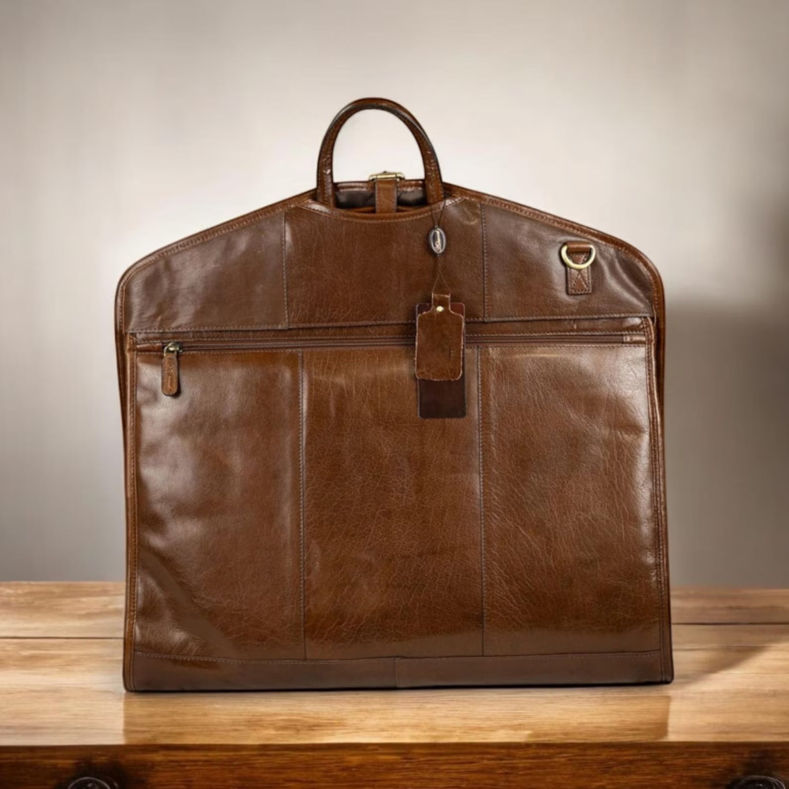 Vintage Waxed Canvas Leather Trim Travel Garment Bag