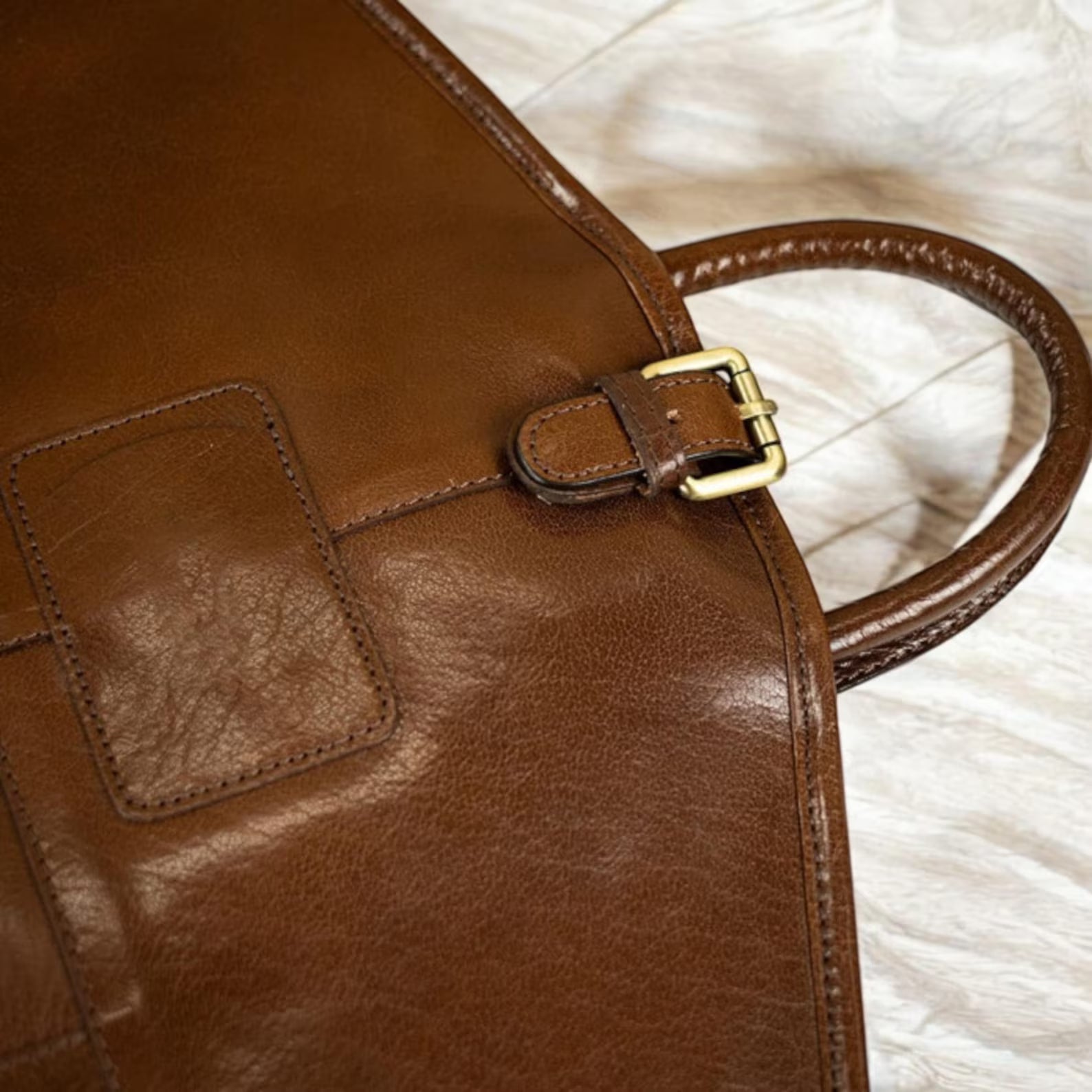 Vintage Waxed Canvas Leather Trim Travel Garment Bag