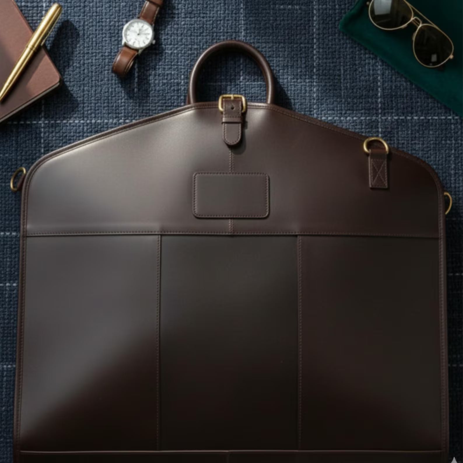 Leather Trim Water Resistant Travel Garment Bag