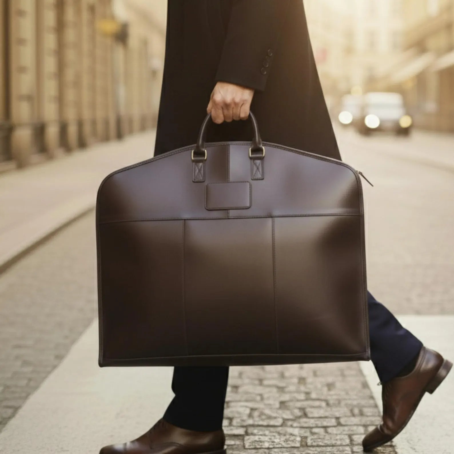 Leather Trim Water Resistant Travel Garment Bag
