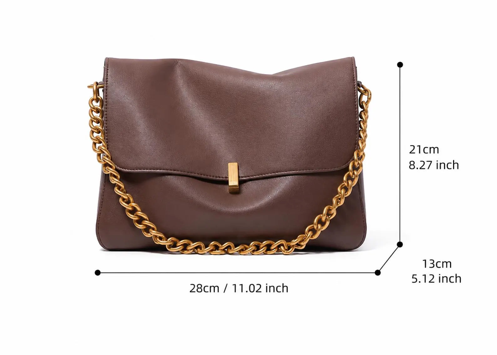 Soft Genuine Leather Flap Chain Shoulder Crossbody Bag