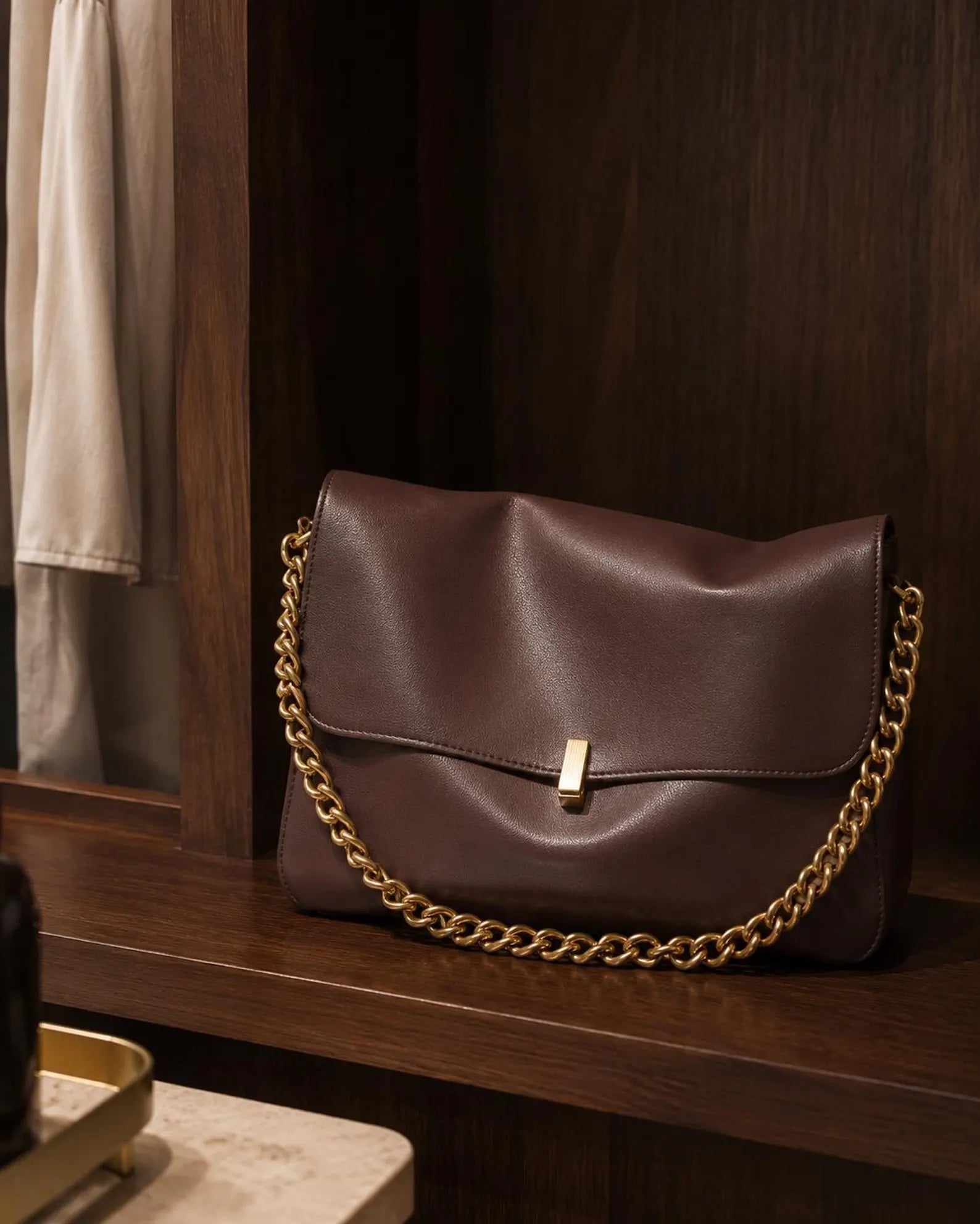 Soft Genuine Leather Flap Chain Shoulder Crossbody Bag