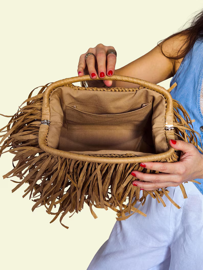 Raffia Tassel Clutch