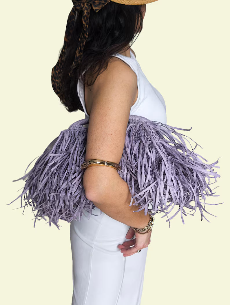 Raffia Tassel Clutch