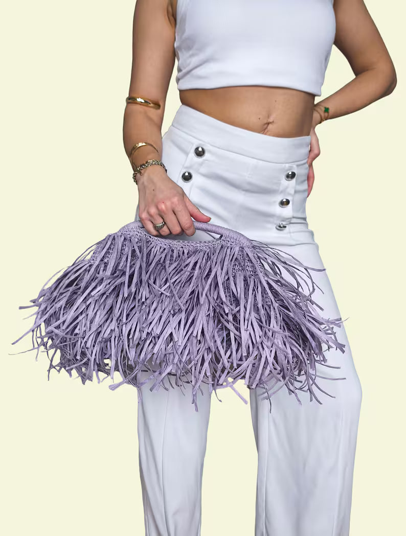 Raffia Tassel Clutch